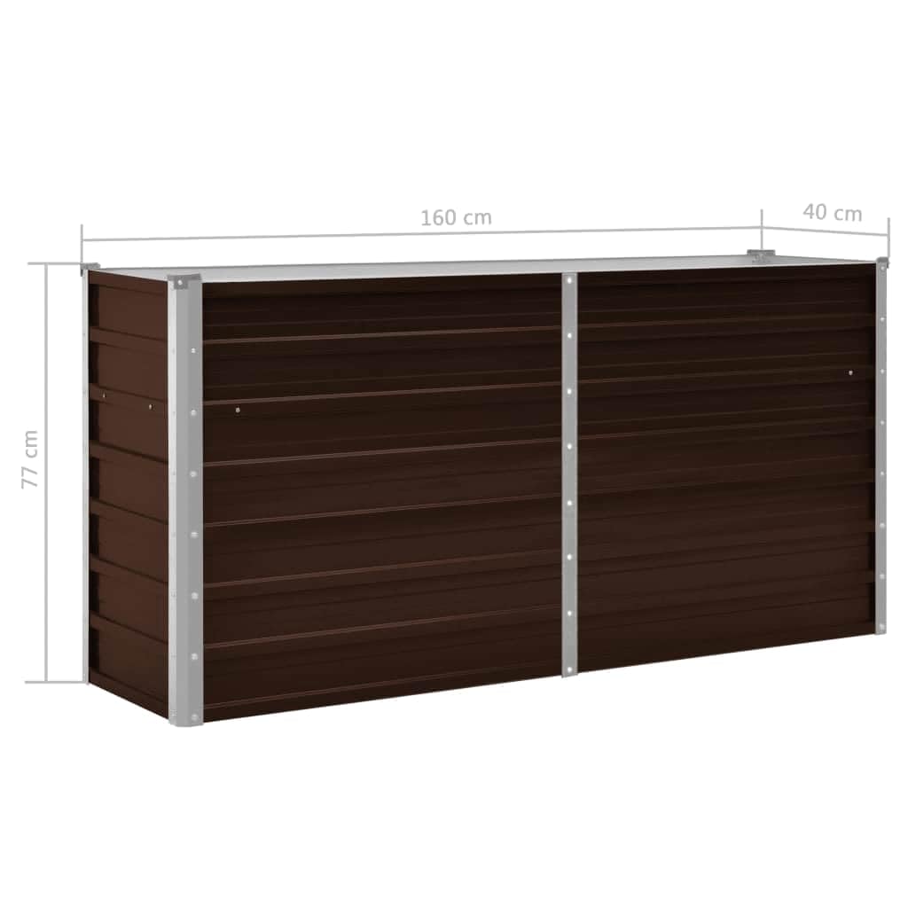 vidaXL Arriate de Acero Galvanizado Marrón Macetas Tiestos Casa Decoración Flores Floristería Jarrones Plantas Hierbas Jardinería 160x40x77 cm