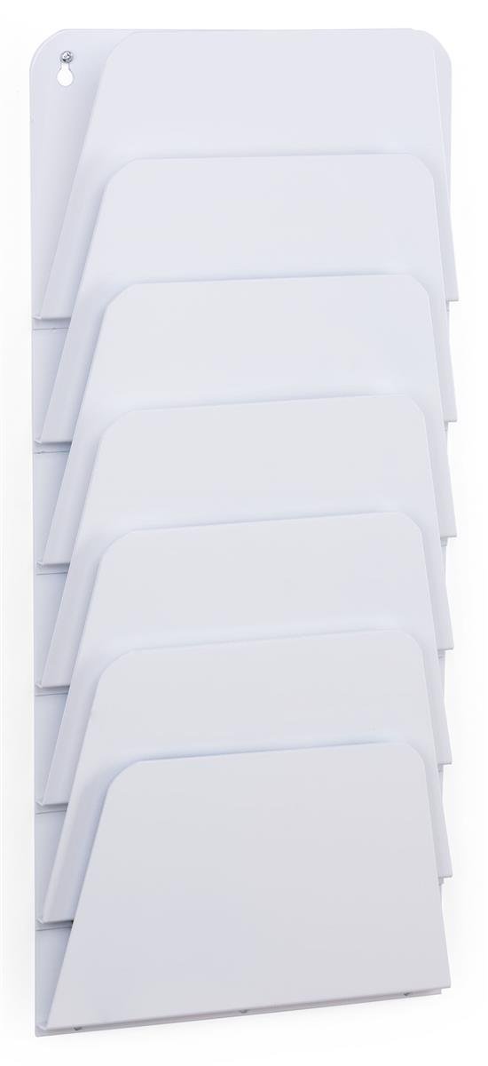 Displays2go carpeta – Estante de pared, 7 Bolsillos, carta/Legal tamaño, oficina archivo organizador, juego de 2, color blanco (open07wht)