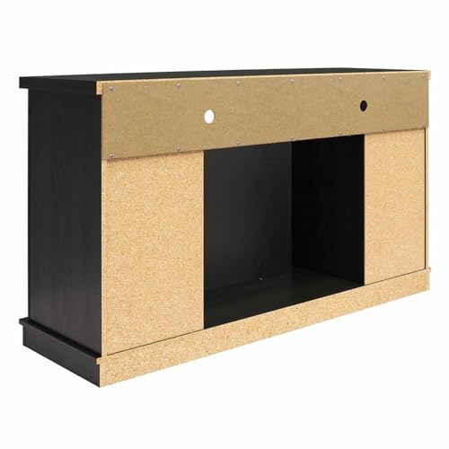 Image of Ameriwood Home Barrow Creek Fireplace Console with Glass Doors for TVs up to 60 inch, Black Oak
