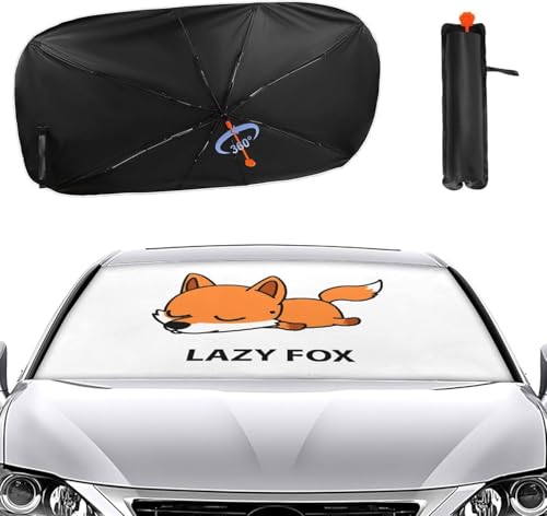 車用サンシェード かわいい キツネ 狐 傘型 折りたた式 遮光 遮熱 紫外線遮蔽おしゃれ 取り付け簡単