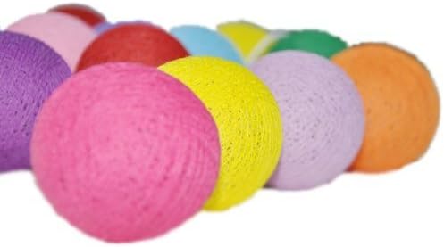 Mix Colour Handmade Cotton Balls Fairy String Party Lights (3metre 20 Globes/pack) Free Keychain in Box