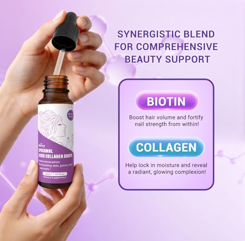 Image of Heivy High Potency Biotin & Collagen 70,000 mcg Liquid Drops for Women, Hair Growth Support, Strong Skin Nails - Made in USA - 50mL