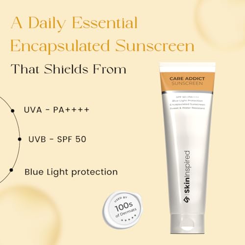 Image of SkinInspired Care Addict Body Sunscreen SPF 50 For Oily Skin With Pa++++ | Broad Spectrum UVA & UVB & Blue Light Protection | With Ceramides & Hyaluronic Acid | No White Cast | For Men & Women | 20G