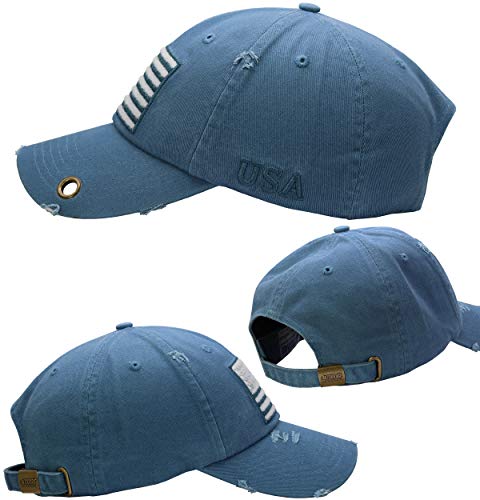 Image of Antourage American Flag Unisex Baseball Hat for Men and Women | USA Flag Mesh Snapback Flat Visor Cap + 2 Patriotic Patches