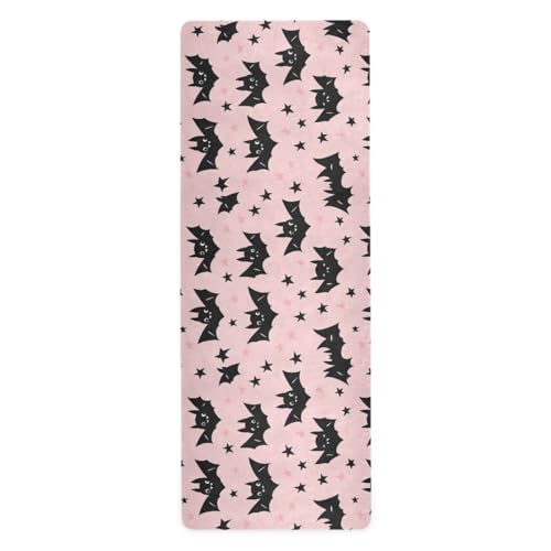 Waassud Esterilla de yoga con diseño de murciélagos de dibujos animados, para entrenamiento, gimnasio, yoga, tapete antideslizante para mujer, 180 x 66 cm