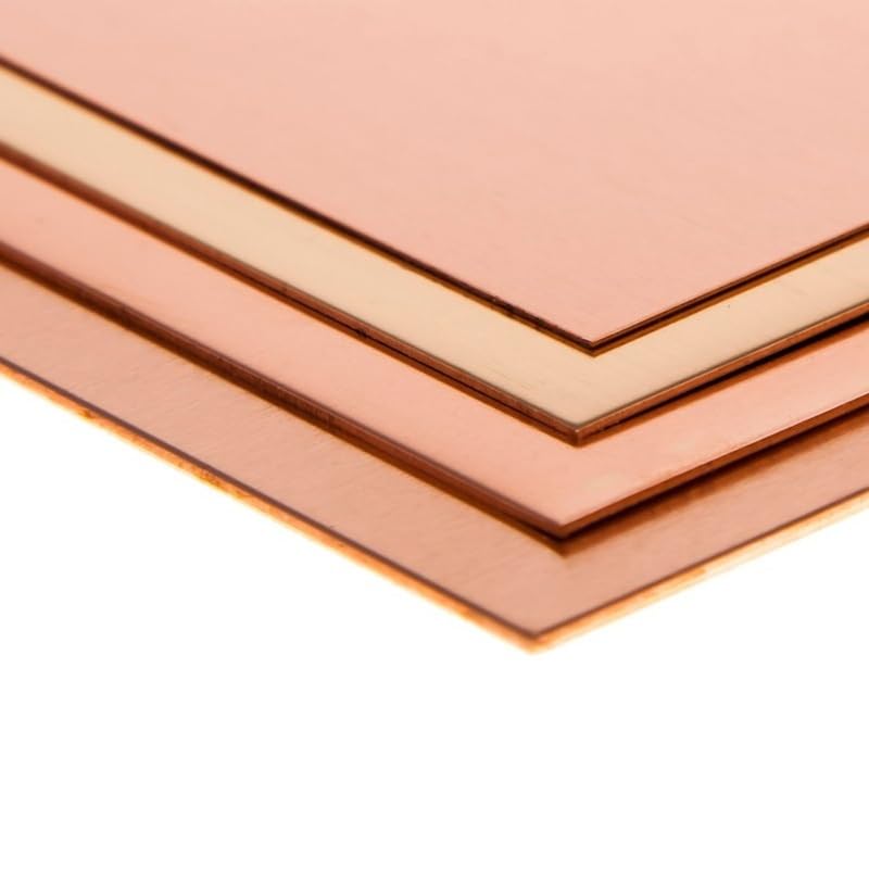 Placa de chapa de cobre de 100x100mm, buen comportamiento mecánico y estabilidad térmica, grosor de 0,3-8mm, 1 ud.(2.5x100x100mm)