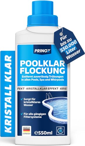 PRINOX Poolklar 550ml - Flockungsmittel Pool flüssig hochkonzentriert für 550.000l Poolwasser - Trübungsentferner für Sandfilter Kartuschenfilter & Filterbälle - auch Spa & Whirlpool