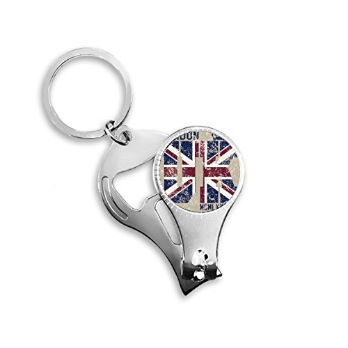 Porte-clés Union Jack idée cadeau originale charm Angleterre avec décapsuleur et coupe-ongles