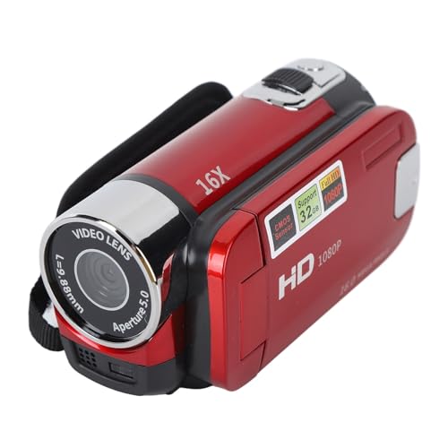 Yunir Videocamera Registratore per Fotocamera Digitale Full HD 4K 30FPS 48MP 2,7 Pollici 16X Zoom per, con Cavo USB (rosso)