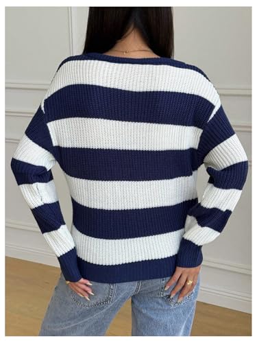 Girl's Striped Sweater Off The Shoulder Long Sleeve Knitted Pullovers Sweaters2