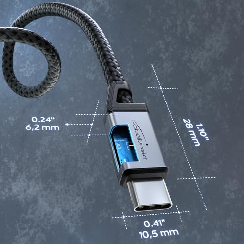 KabelDirekt – Cavo USB-C per Ricarica Veloce, Connettori Metallici + Intrecciato in Nylon, USB 2.0 – 1 m (Ricarica Telefoni/Computer Portatili con 60W, Ideale come Cavo di Carica/Dati, Nero) - Immagine 2