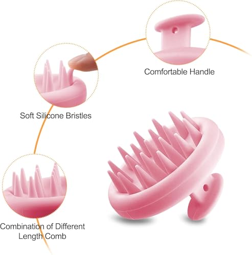 beejune 2 Stück Kopfhaut Massagebürste, Scalp Massager, Massagebürste Haare, Haarmassagebürsten, Silikon Shampoo Haarbürste, Reduziert Schuppen, Für Nass & Trocken Haar (Rosa Und Grün)