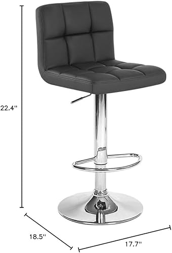 Miniatura 2 de 2 taburetes de bar giratorios modernos y ajustables "de cuero" estilo pub taburetes de bar negro