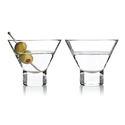 Viski Heavy Base Stemless Martini Glasses Set Of 2 - Premium Short Crystal Cocktail Glass Gift Set, 7.5 Oz. #TOP7