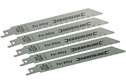 Silverline 456919 Ensemble 5 lames de scie sabre 18 TPI 150 mm