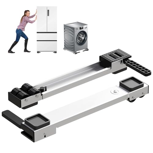 TECKZOON Base ajustable para lavadora con ruedas, extensible de 50 a 80 cm, estable y elevada, fácil de mover para lavadoras, secadoras, frigoríficos y muebles