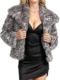 Jsslaik Womens Luxury Long Faux Fur Coat Oversized Lapel Collar Plush Faux Mink Jacket Hidden Pockets Winter Outwear （Platinum Fox-M）