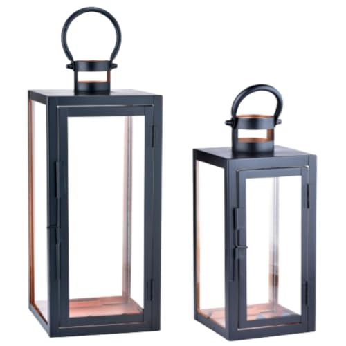Marrakesch 2er Set LED Laterne Windlicht 39 cm und 27,5 cm | Laternen mit...