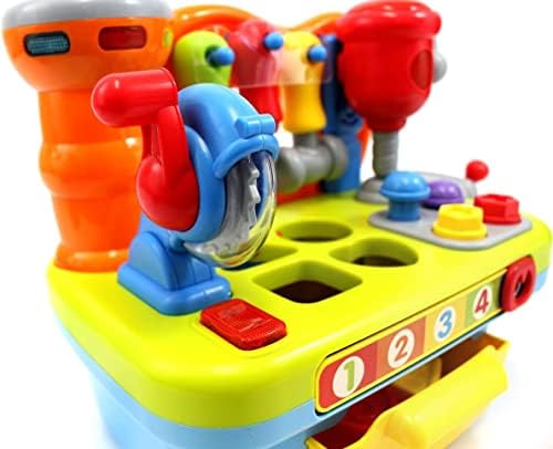 Toys for 2 Year Old Boy, Kids Tool Bench Toys for 1 Year Old Boys Musical Toddler Workbench Toy 12 18 Months with Shape Sorter, Sounds & Lights, Educational Toys Gifts for Baby Boys Girls Age 2 3