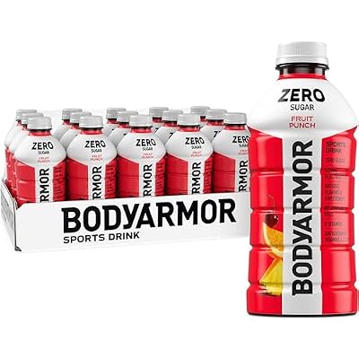 BODYARMOR ZERO Sugar Fruit Punch Electrolyte Drink, Natural Flavors, 28 Fl Oz Bottles (15 Pack), B Vitamins & Antioxidants Sugar Free Hydration