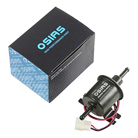 OSIAS Universal 12V Low Pressure Heavy Duty Gas Diesel Petrol Inline Electric Fuel Pump External Pump HEP-02A (4-7 PSI) 380 Circle Copper Coils Current 1.0-2.0 A Cover