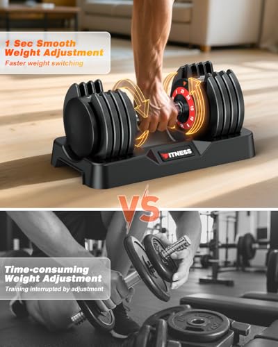 Image of Rendpas Adjustable Dumbbell Set, Quick Adjust Free Weights for Home Gym