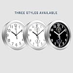 HITO 10 Inch Silent Wall Clock Battery Operated Non Ticking Glass Cover Silver Aluminum Frame, for Kitchen, Bedroom, Home Office, Living Room Decor - Image 2