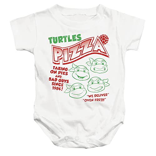 Popfunk Classic TMNT Teenage Mutant Ninja Turtles Turtles Pizza Unisex Infant Snap Suit for Baby, White, 6 Months