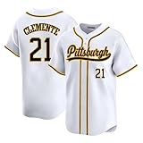 Custom Mens/Women/Youth Pittsburgh White Roberto Clemente Baseball Stitched T-Shirt for Sports Fan