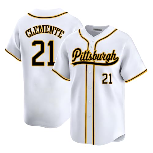 Custom Mens/Women/Youth Pittsburgh White Roberto Clemente Baseball Stitched T-Shirt for Sports Fan