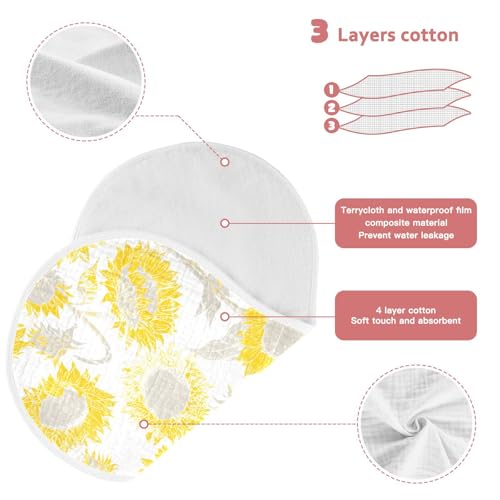 Sunflower Baby Burp Cloths Muslin Burp Cloth Absorbent Baby Wash Cloths Burping Cloths for Babies Burp Clothes Rags Towel for Baby Boy Girl Wipes 22x11IN,2 Pack4
