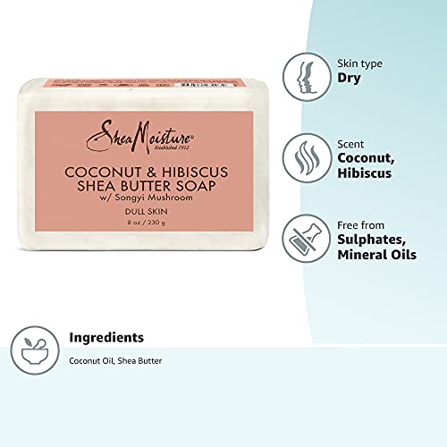 Sheamoisture Bar Soap For Dull, Dry Skin Coconut And Hibiscus Sulfate Free Soap Bar 8 Oz thumb #7
