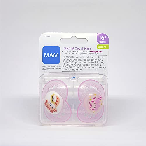 Chupeta MAM Original Day&Night 16+ Meses - Embalagem Dupla Rosa