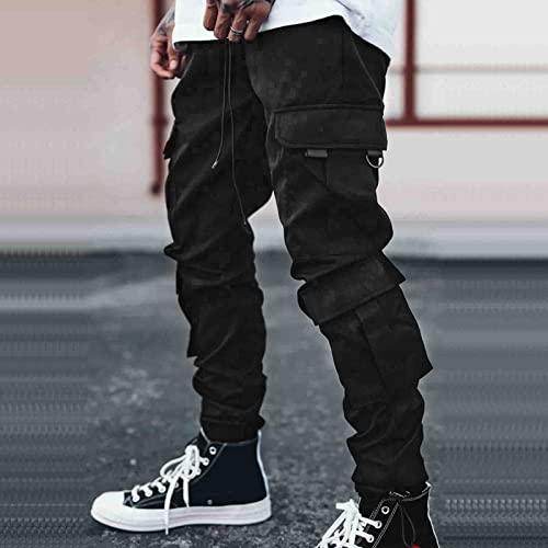 Men's Casual Cargo Sweatpants Waist Solid Color Pocket Trouser Fashion Overalls Beach Pockets Pant Cute Plush3
