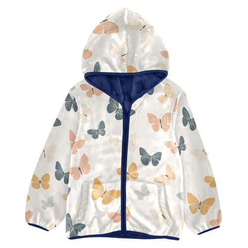 Butterflies Silhouettes Girls Fleece Jacket Girls Fall Jacket Girls Zip Up Hoodie Girls Sherpa Jacket 2-10T