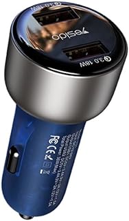 V Volt 36W Dual QC3.0 Dual Port Fast Charging Car Charger Zinc Alloy Car Charger Compatible with Smartphones and Tablets