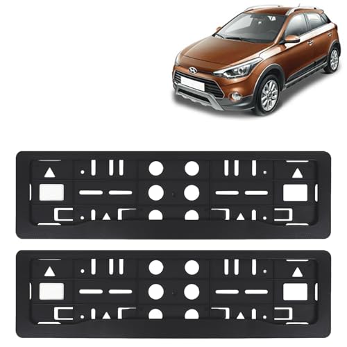 Image of KINGSWAY I20 Active Car Number Plate Frames for All 2015 to 2020 Models of Hyundai Car Registration Plate Holders, Black Licence Plate Covers (Front and Rear), Universal Size 51.5 x 14.5 cm