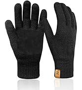 TRENDOUX Guanti Invernali Uomo Termici Donna,Mtb Ciclismo Bici Riscaldanti Lavoro Sci Pile Palestra Alpinismo Sportivi Snow Sottili Scooter Guida Moto Lana Running Touch Screen - Nero L