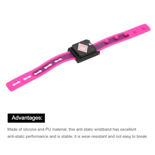 Image of MECCANIXITY Anti Static Wrist Strap, ESD Silicone Adjustable Antistatic Bracelet Cordless for Computer Electronics Repair Black, Red