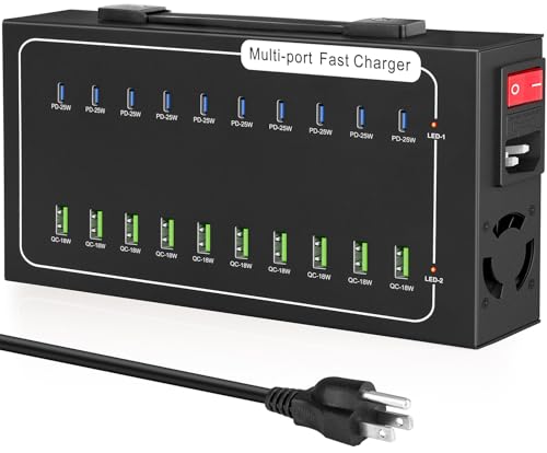 Estación de carga rápida USB 430W Vantacent89 con 20 puertos para móviles y tabletas