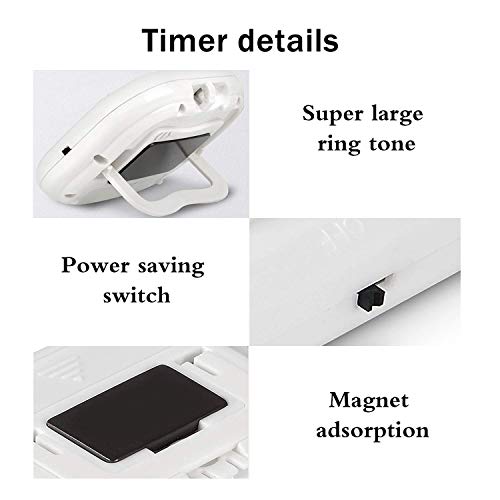 Timer, Multi-Functions Magnetic Countdown Kitchen Digital Timers ,Use For Cooking,Classroom,Bathroom,Teachers,Kids Time Management,White(No Lncluded Battery) #TOP4