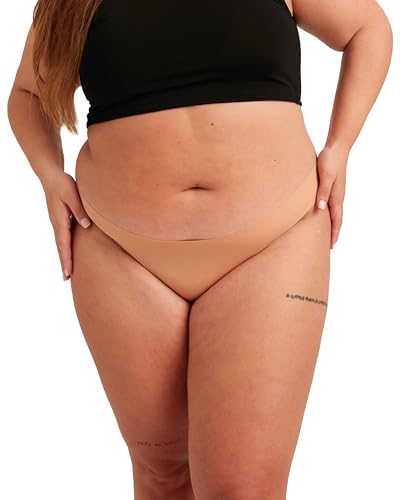 saalt Seamless Bikini Period Underwear - Regular Absorbency - Comfortable, Thin, Keeps You Dry from All Leaks (Large, Smooth Terracotta)