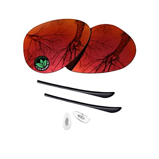 Raydi Lentes de reposição de policarbonato e kits de borracha para óculos de sol RayBan Aviator RB3025 58 mm - Espelho vermelho fogo - Polarizado