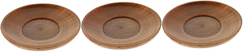 Miniatura 10 de Yardwe 4 unidades de platos de vinagre decorativos para sala, bandejas redondas de madera de madera, platos de servicio para fiestas, bandeja de
