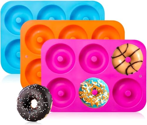 Silicone Donut Baking Pan with Nonstick Coating, Oven and Dishwasher Safe Doughnut Moulds 3-Pack - Abvian