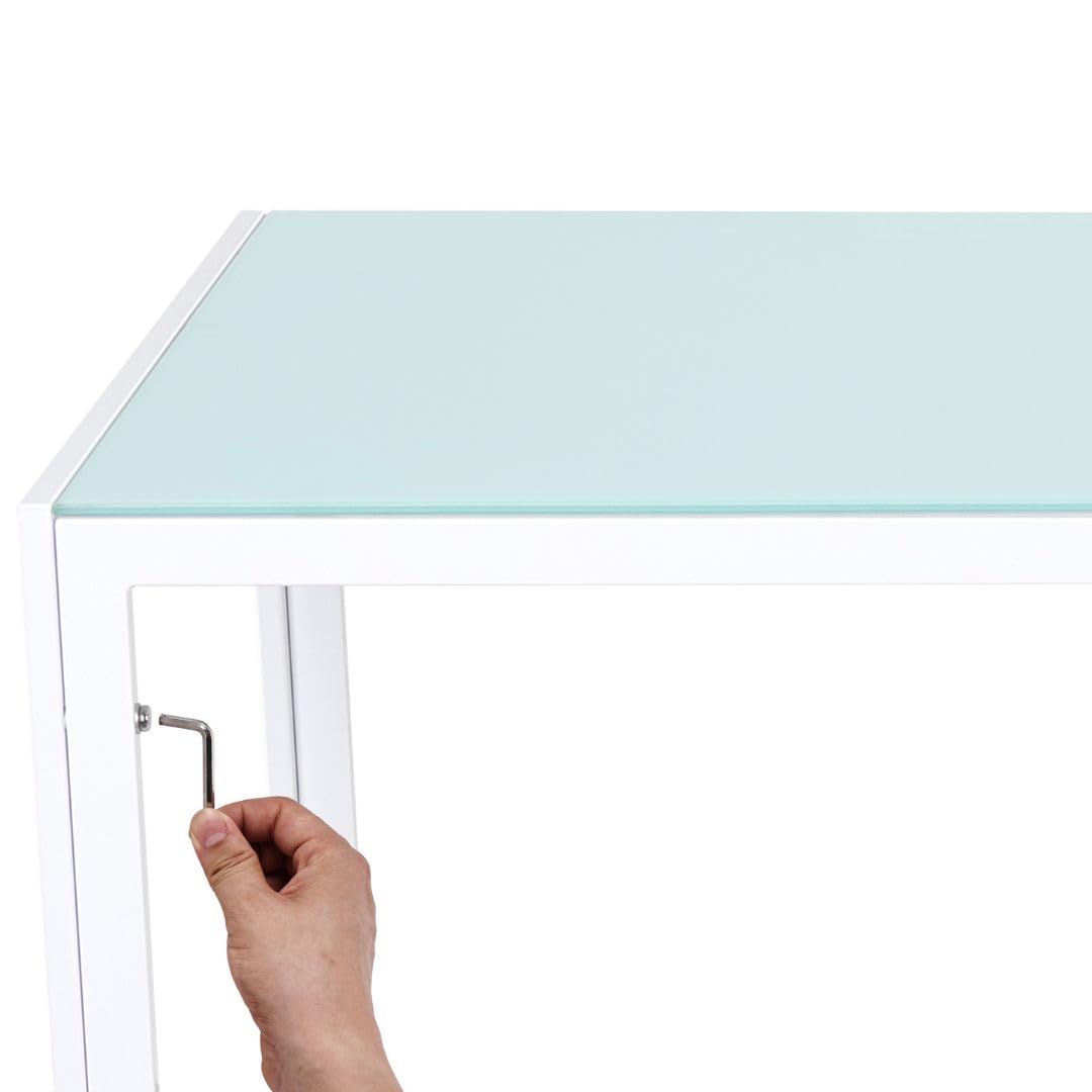 Mesa Cocina Pequeña - Medidas 80x40x75 cm. - Estructura Metálica y Cristal Templado de 6 mm. de Grosor - Mesa Estrecha de Cocina. (Blanco)