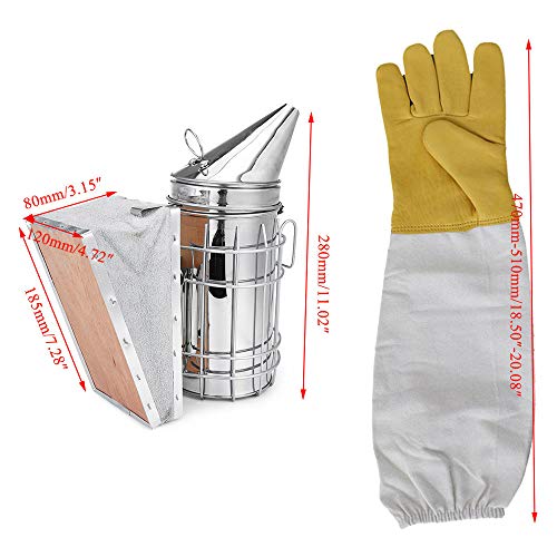 Imker Bienen Smoker Und Anfänger Set,mit Handschuhe, Bienenenstock-Bürste, Königin-Greifklammer, Haken, ideal für… – Bild 4