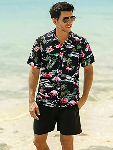 Image of Men's Hawaiian Shirts Short Sleeve Aloha Shirt for Men Casual Button Down Tropical Hawaii Floral Shirt Summer BeachParty