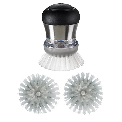 OXO Steel Soap Dispensing Palm Brush with Refills