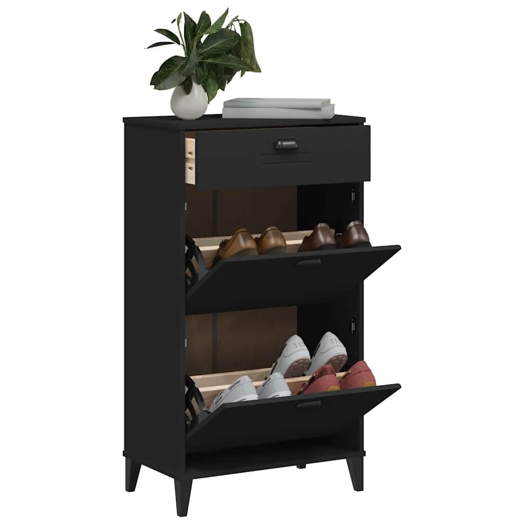 Meuble étagère chaussure modulable VIKEN noir avec 3 tiroirs de rangement d'entrée